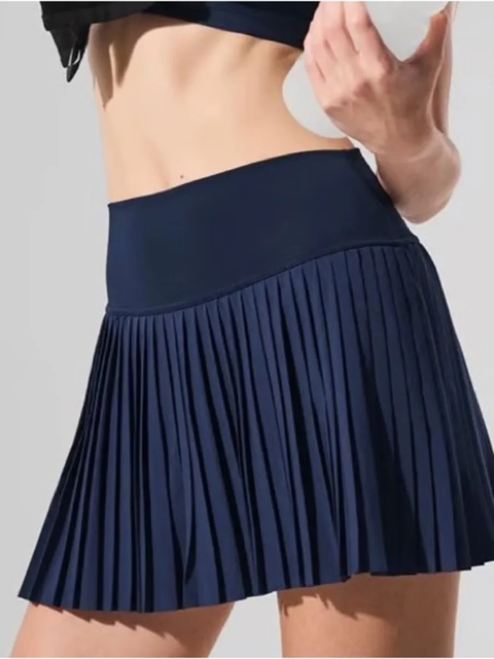 ALO Yoga Navy Pleated Mini Skirt